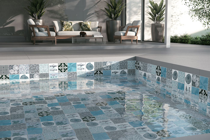 1 Swimming pool coverings with prints and drawings Eliane Patch Índico