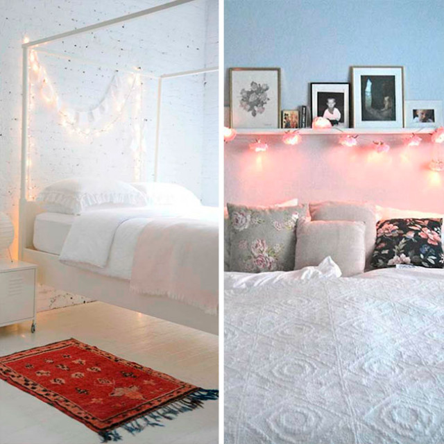 2 pisca pisca na decoração do quarto