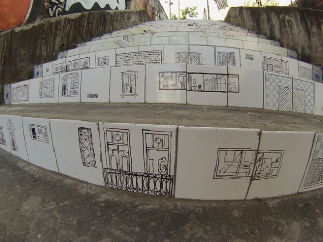 5 azulejos eliane na escadaria do patápio